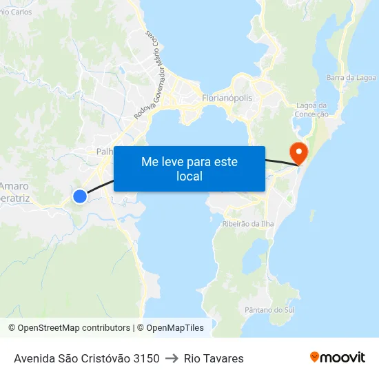 Avenida São Cristóvão 3150 to Rio Tavares map