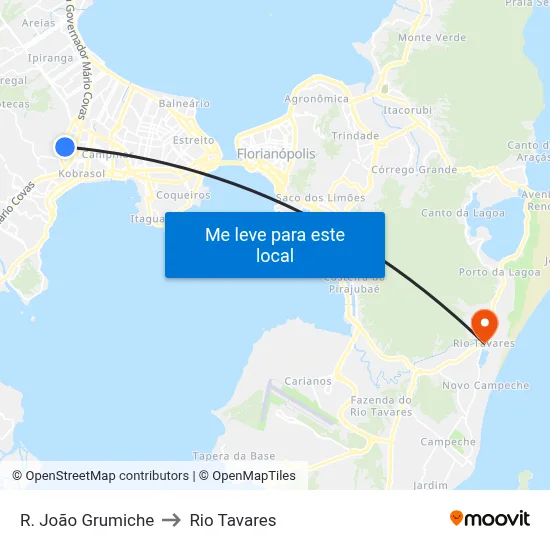 R. João Grumiche to Rio Tavares map