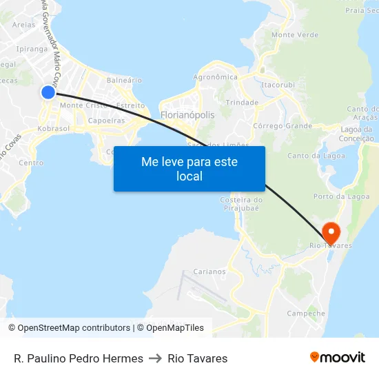 R. Paulino Pedro Hermes to Rio Tavares map