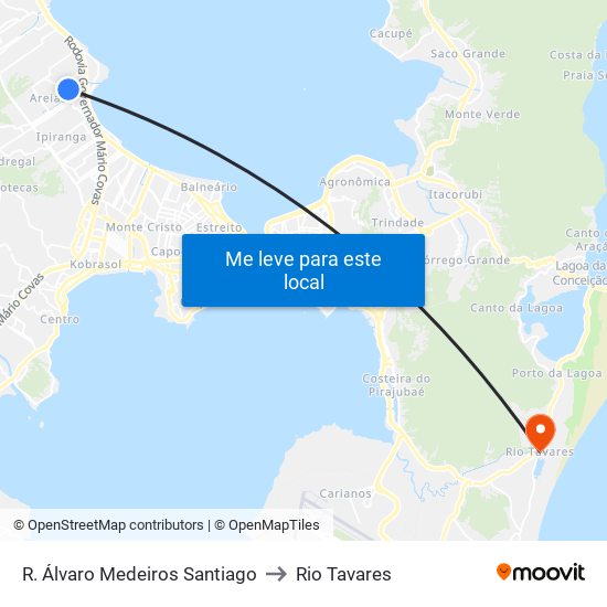 R. Álvaro Medeiros Santiago to Rio Tavares map