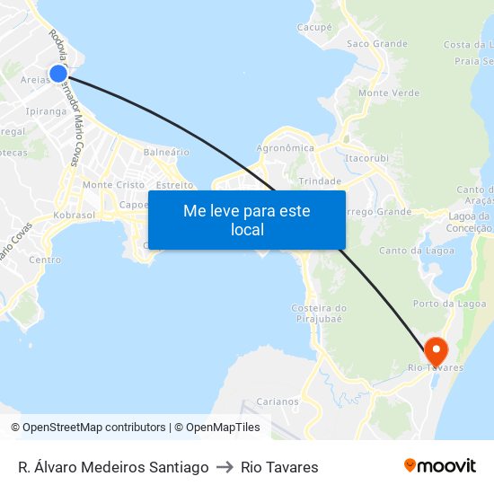 R. Álvaro Medeiros Santiago to Rio Tavares map