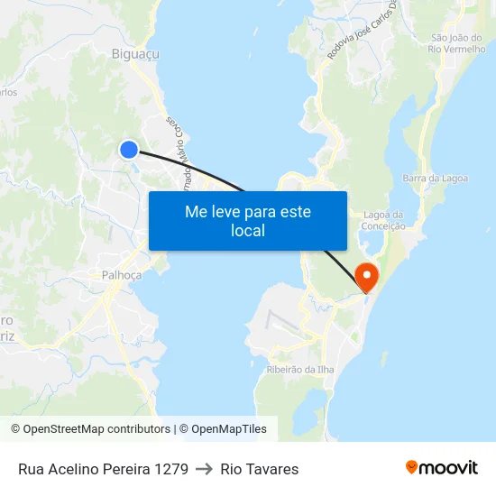 Rua Acelino Pereira 1279 to Rio Tavares map