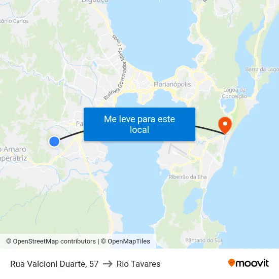 Rua Valcioni Duarte, 57 to Rio Tavares map