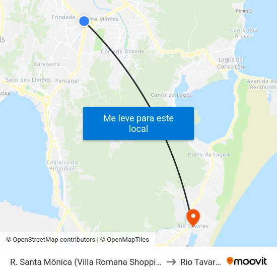 R. Santa Mônica (Villa Romana Shopping) to Rio Tavares map
