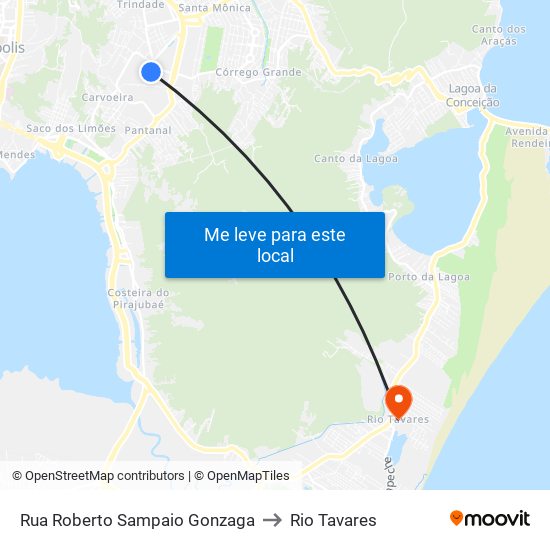 Rua Roberto Sampaio Gonzaga to Rio Tavares map