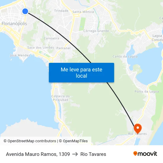 Avenida Mauro Ramos, 1309 to Rio Tavares map
