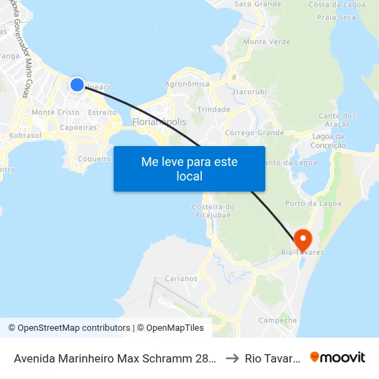 Avenida Marinheiro Max Schramm 2833 to Rio Tavares map