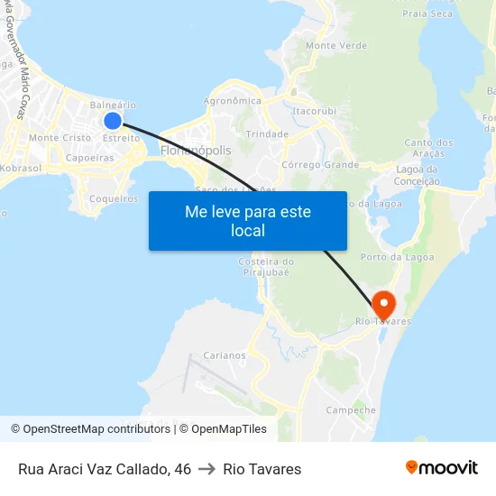 Rua Araci Vaz Callado, 46 to Rio Tavares map