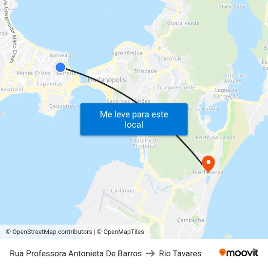 Rua Professora Antonieta De Barros to Rio Tavares map