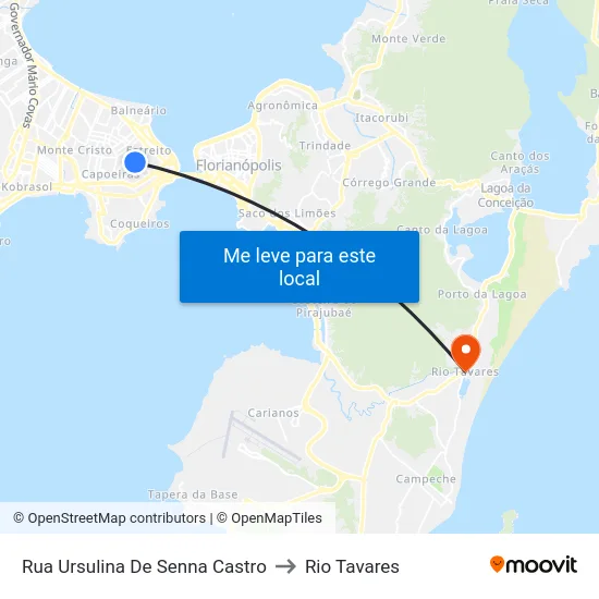 Rua Ursulina De Senna Castro to Rio Tavares map