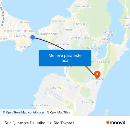Rua Quatorze De Julho to Rio Tavares map