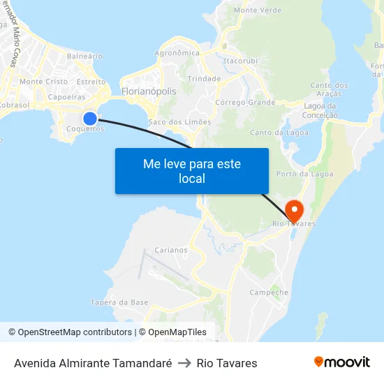 Avenida Almirante Tamandaré to Rio Tavares map