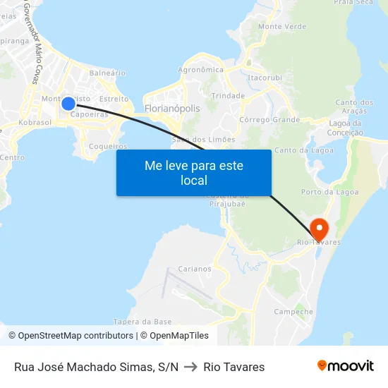 Rua José Machado Simas, S/N to Rio Tavares map