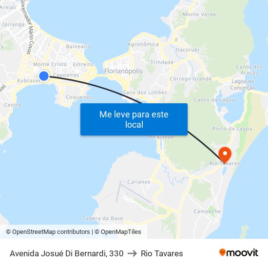 Avenida Josué Di Bernardi, 330 to Rio Tavares map