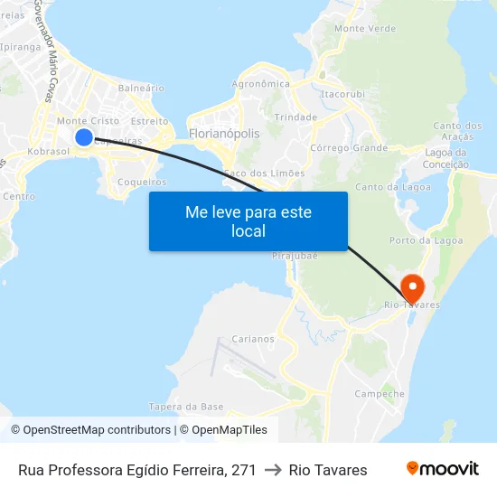Rua Professora Egídio Ferreira, 271 to Rio Tavares map