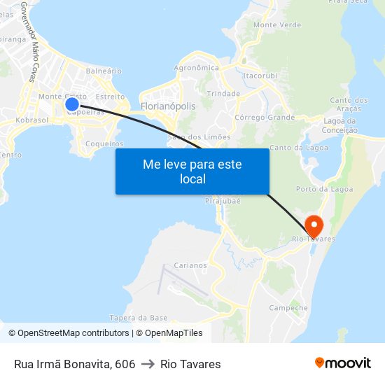 Rua Irmã Bonavita, 606 to Rio Tavares map