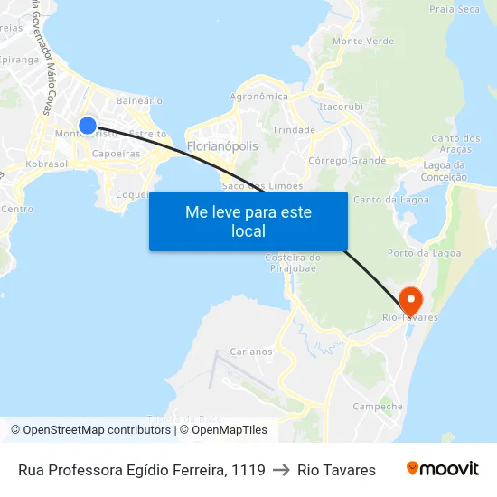 Rua Professora Egídio Ferreira, 1119 to Rio Tavares map