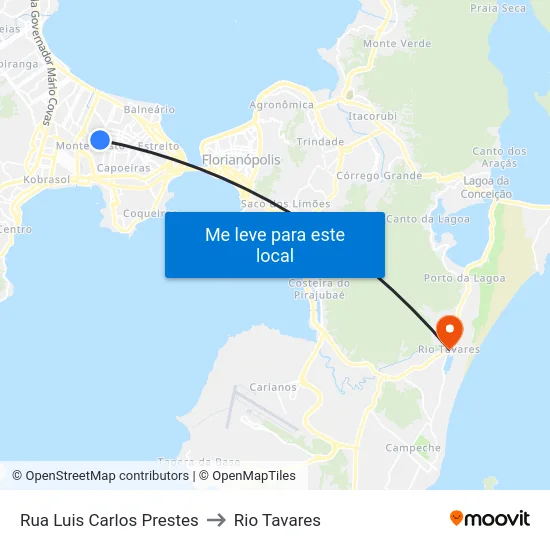 Rua Luis Carlos Prestes to Rio Tavares map
