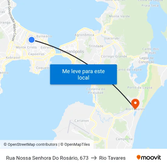 Rua Nossa Senhora Do Rosário, 673 to Rio Tavares map