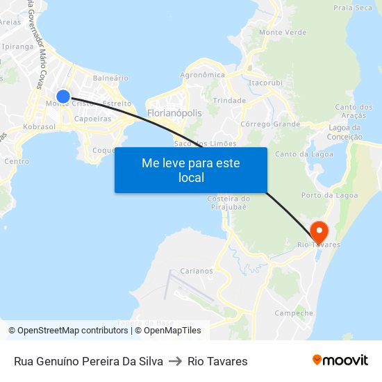 Rua Genuíno Pereira Da Silva to Rio Tavares map