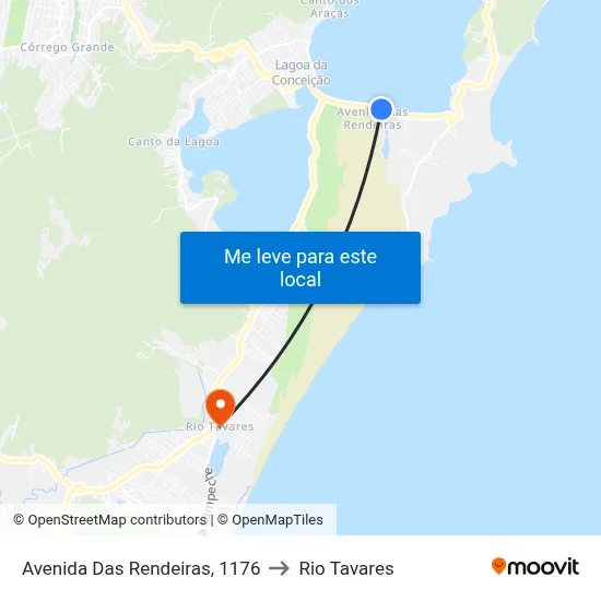 Avenida Das Rendeiras, 1176 to Rio Tavares map