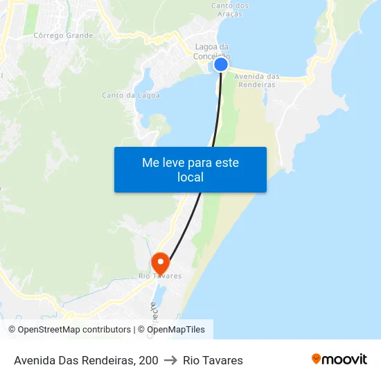 Avenida Das Rendeiras, 200 to Rio Tavares map