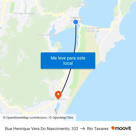 Rua Henrique Vera Do Nascimento, 332 to Rio Tavares map