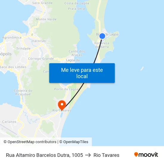 Rua Altamiro Barcelos Dutra, 1005 to Rio Tavares map