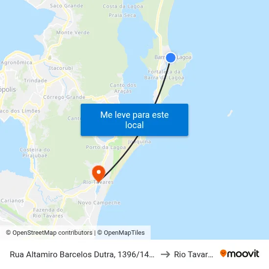 Rua Altamiro Barcelos Dutra, 1396/1429 to Rio Tavares map