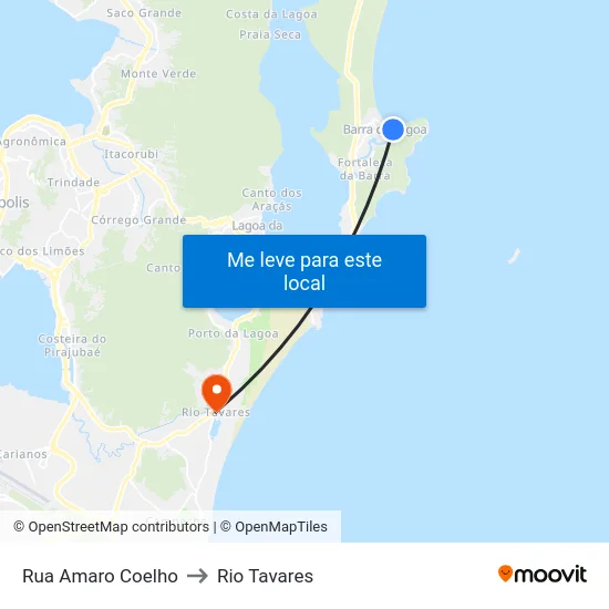 Rua Amaro Coelho to Rio Tavares map