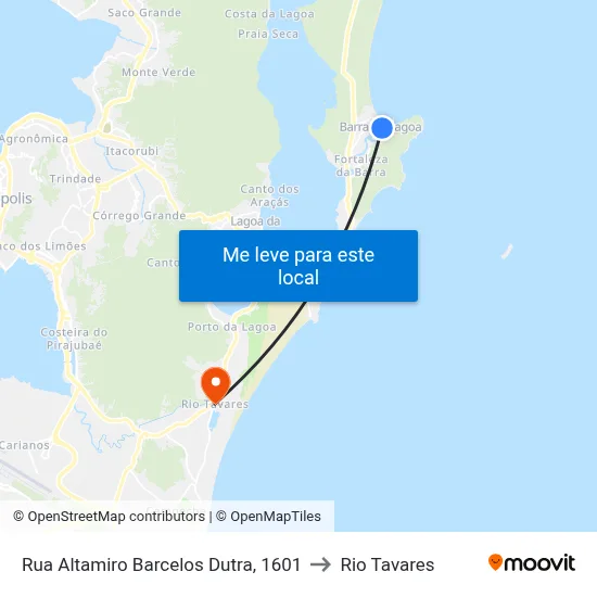 Rua Altamiro Barcelos Dutra, 1601 to Rio Tavares map