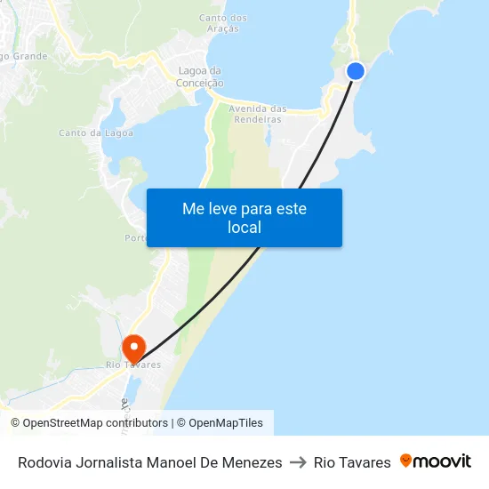 Rodovia Jornalista Manoel De Menezes to Rio Tavares map