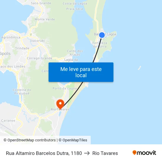 Rua Altamiro Barcelos Dutra, 1180 to Rio Tavares map