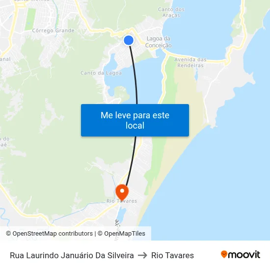 Rua Laurindo Januário Da Silveira to Rio Tavares map
