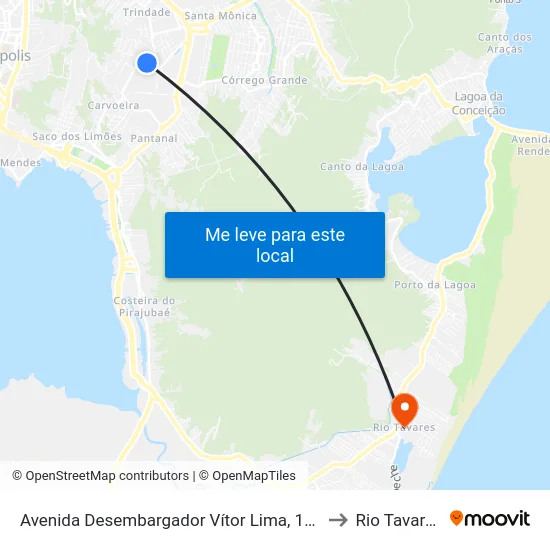 Avenida Desembargador Vítor Lima, 193 to Rio Tavares map