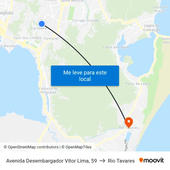 Avenida Desembargador Vítor Lima, 59 to Rio Tavares map