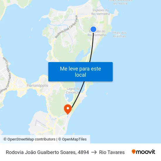 Rodovia João Gualberto Soares, 4894 to Rio Tavares map