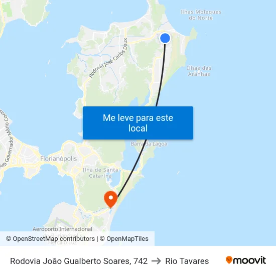 Rodovia João Gualberto Soares, 742 to Rio Tavares map