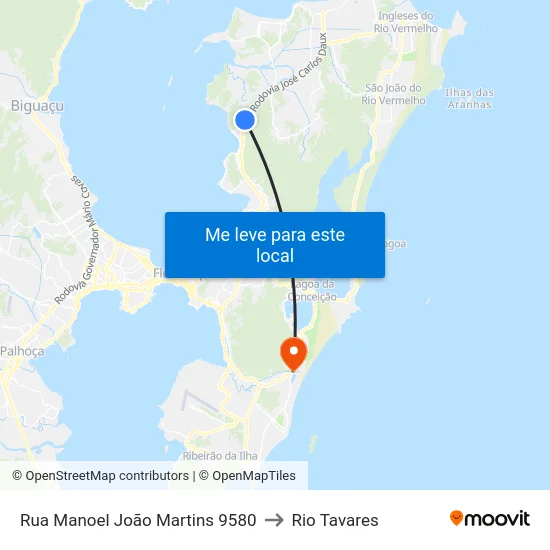 Rua Manoel João Martins 9580 to Rio Tavares map