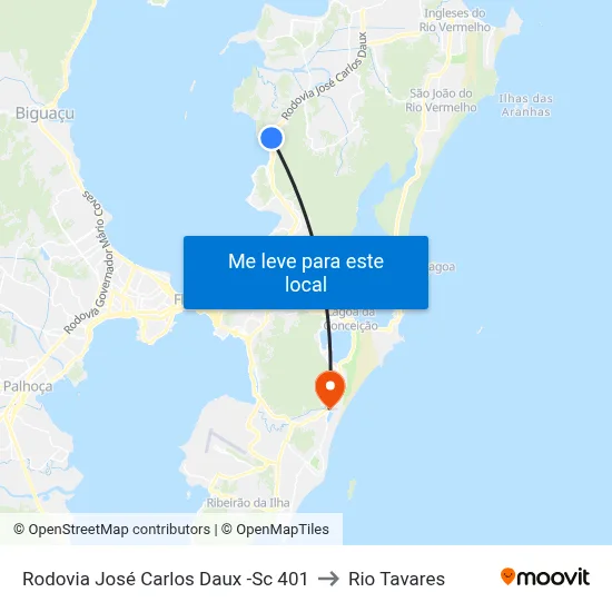 Rodovia José Carlos Daux -Sc 401 to Rio Tavares map