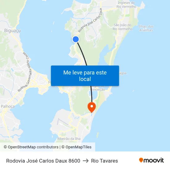 Rodovia José Carlos Daux 8600 to Rio Tavares map