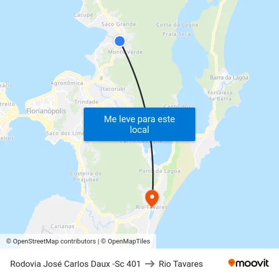 Rodovia José Carlos Daux -Sc 401 to Rio Tavares map