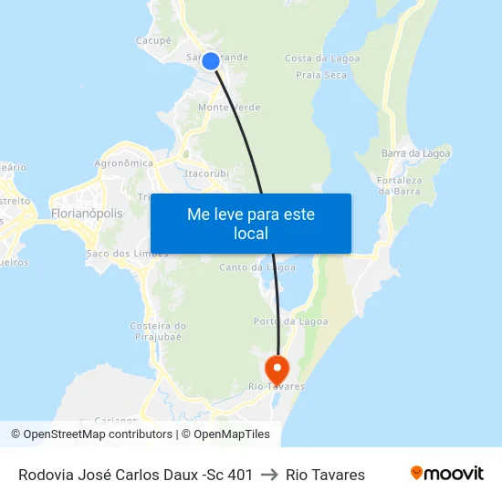 Rodovia José Carlos Daux -Sc 401 to Rio Tavares map