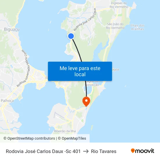Rodovia José Carlos Daux -Sc 401 to Rio Tavares map