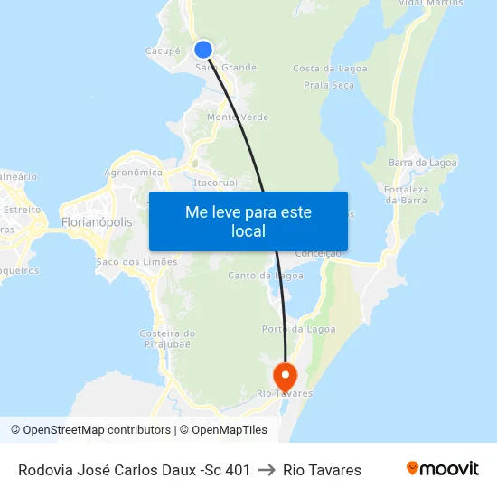Rodovia José Carlos Daux -Sc 401 to Rio Tavares map