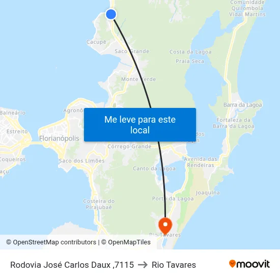 Rodovia José Carlos Daux ,7115 to Rio Tavares map