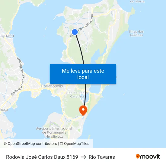 Rodovia José Carlos Daux,8169 to Rio Tavares map