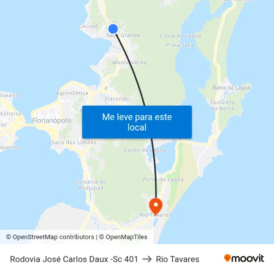 Rodovia José Carlos Daux -Sc 401 to Rio Tavares map