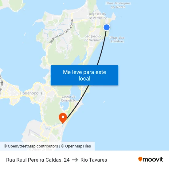 Rua Raul Pereira Caldas, 24 to Rio Tavares map