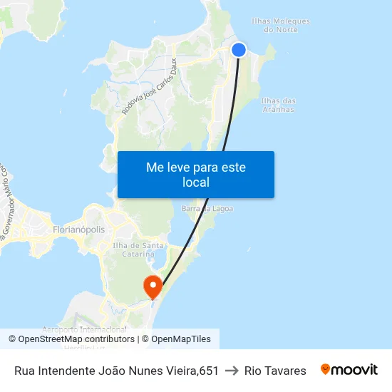 Rua Intendente João Nunes Vieira,651 to Rio Tavares map